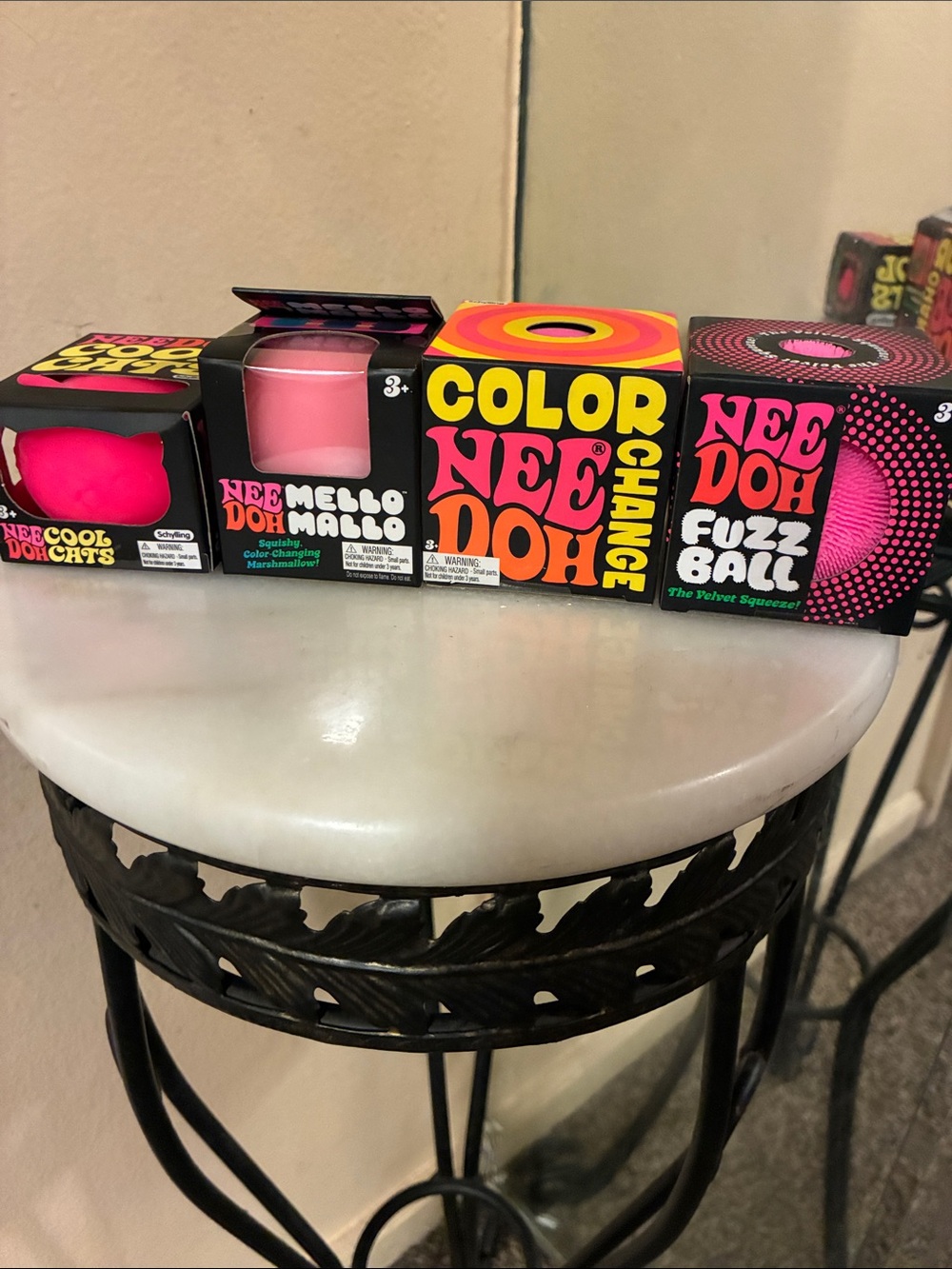 Needoh Color-Change, Fuzz Ball, Mello Mallo & Cool Cat set of 4